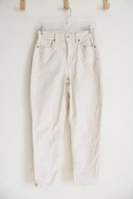 American Eagle Cream Corduroy Mom Straight Jeans | 2