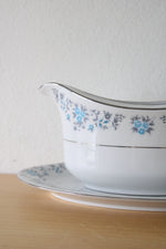 Lynns Helen Fine China Blue Floral Gravy Boat Dish