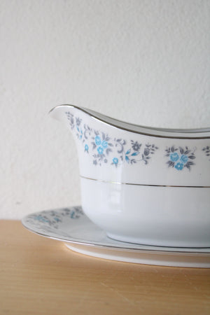 Lynns Helen Fine China Blue Floral Gravy Boat Dish
