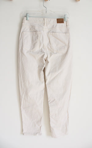 American Eagle Cream Corduroy Mom Straight Jeans | 2