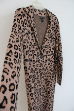 NEW Rachel Zoe Leopard Print Knit Collared Long Cardigan | L