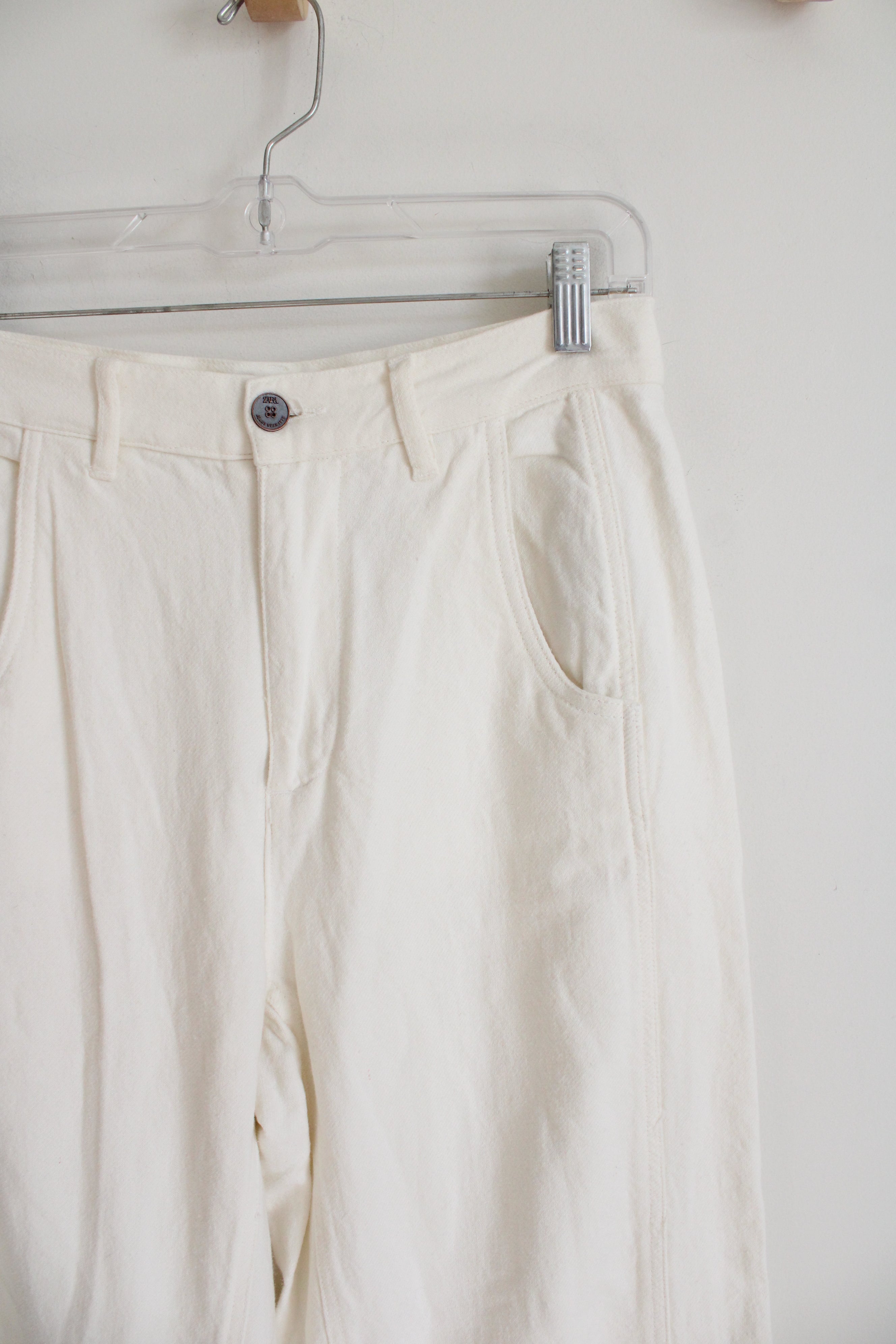 Zara Cream Wide Leg Pants | 6