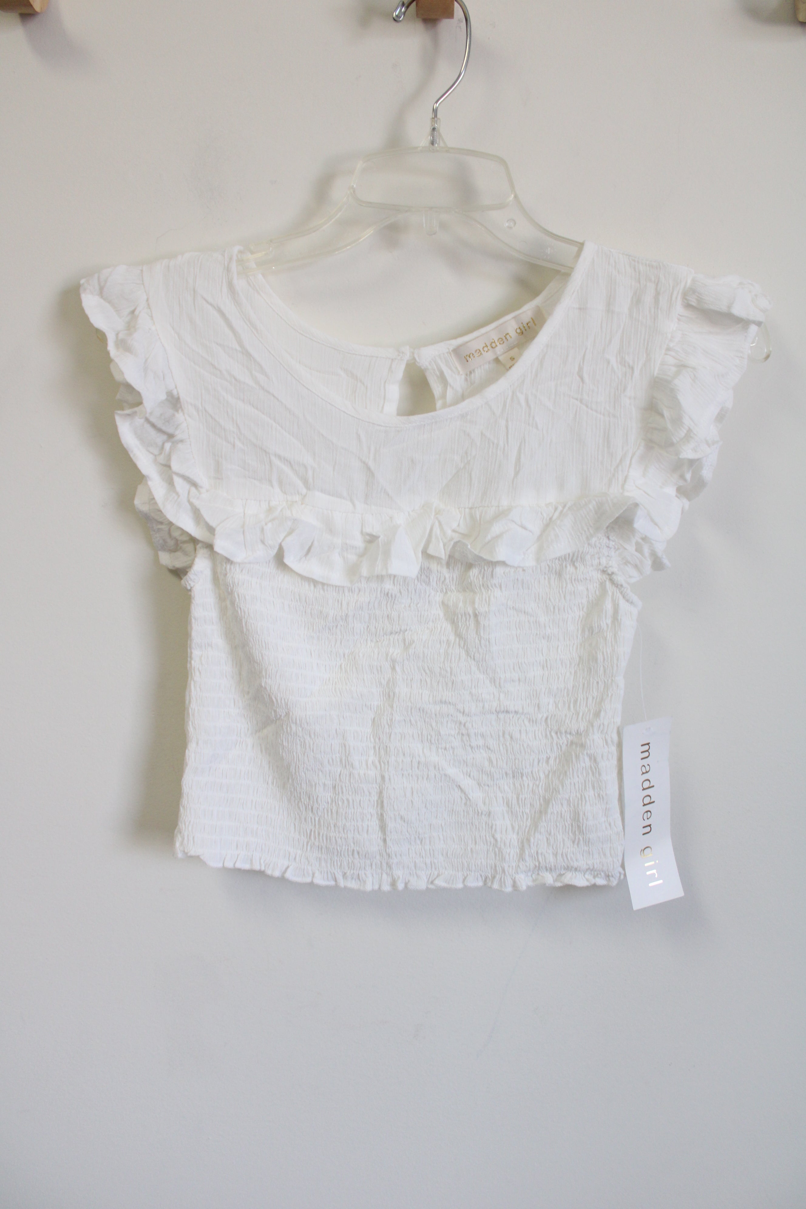 White Ruffle Crop Top