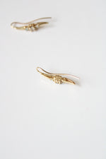 14K Yellow Gold Opal & Clear Stone Wave Earclimber Earrings