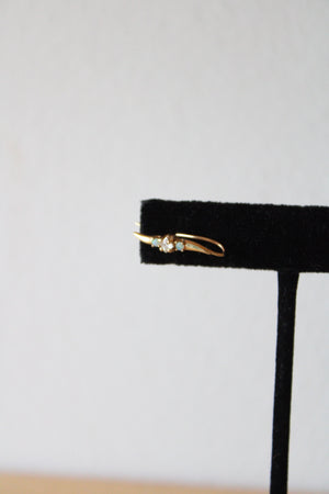 14K Yellow Gold Opal & Clear Stone Wave Earclimber Earrings