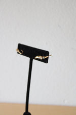14K Yellow Gold Opal & Clear Stone Wave Earclimber Earrings
