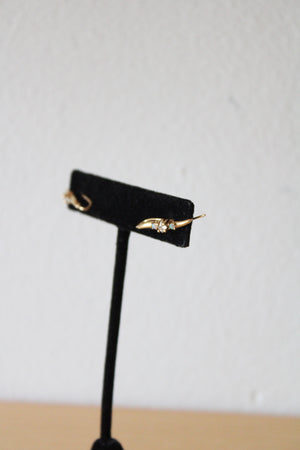14K Yellow Gold Opal & Clear Stone Wave Earclimber Earrings