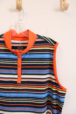 Ruby Rd. Multi-Colored Striped Quarter Buttoned Tank | XL