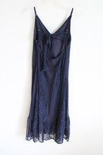 Lulus Navy Blue Lace Button Down Dress | S