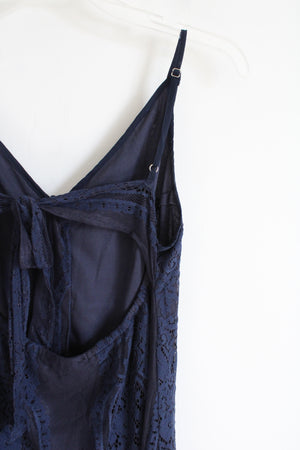 Lulus Navy Blue Lace Button Down Dress | S