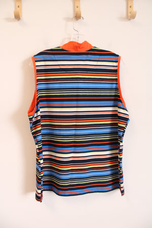 Ruby Rd. Multi-Colored Striped Quarter Buttoned Tank | XL