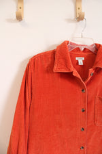 L.L. Bean Orange Corduroy Button Down Shirt | M Petite