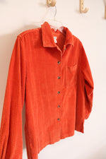 L.L. Bean Orange Corduroy Button Down Shirt | M Petite