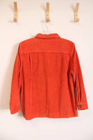 L.L. Bean Orange Corduroy Button Down Shirt | M Petite