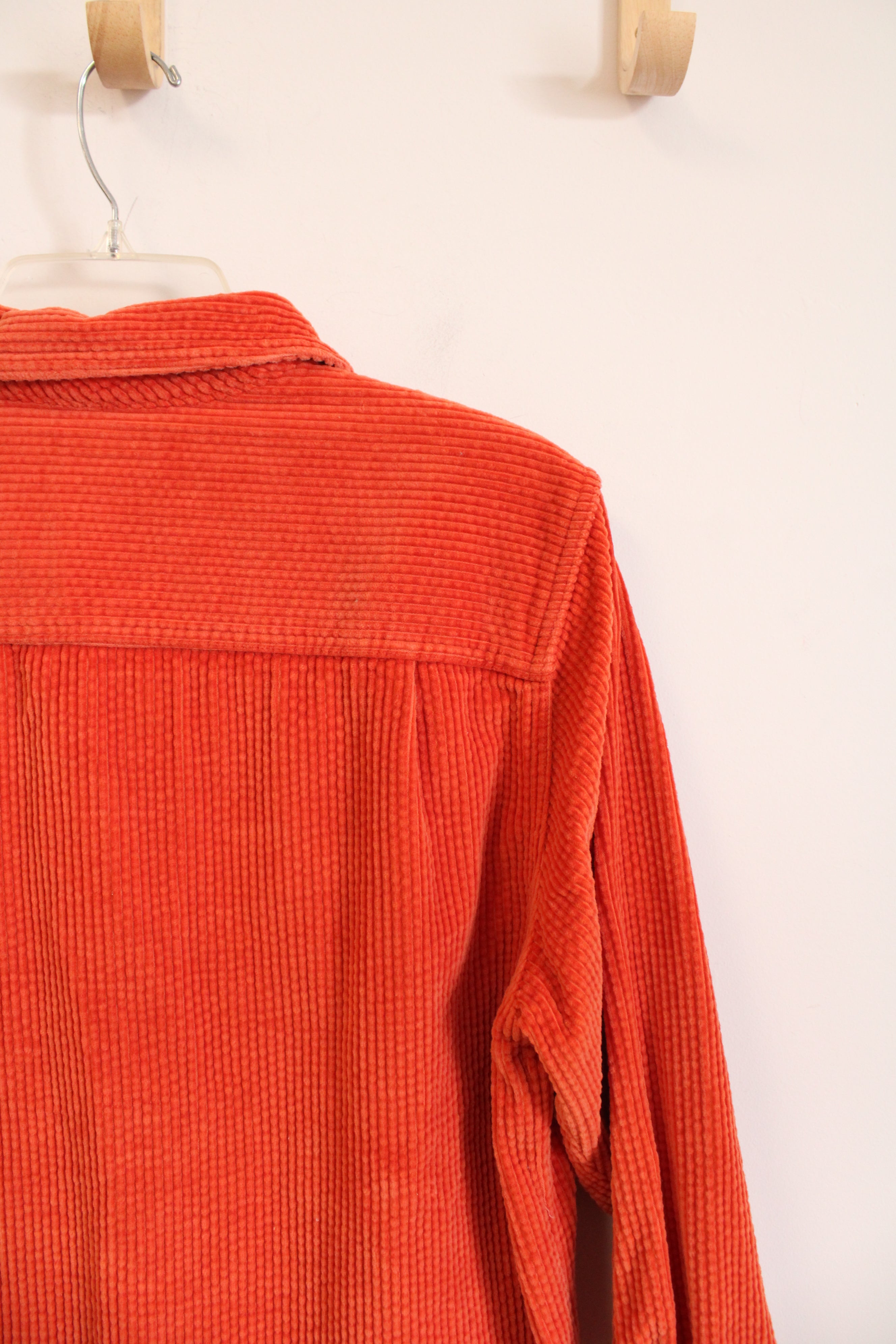 L.L. Bean Orange Corduroy Button Down Shirt | M Petite