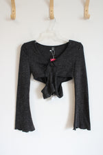 NEW Shein Open Sided Charcoal Gray Cropped Long Sleeved Top | S