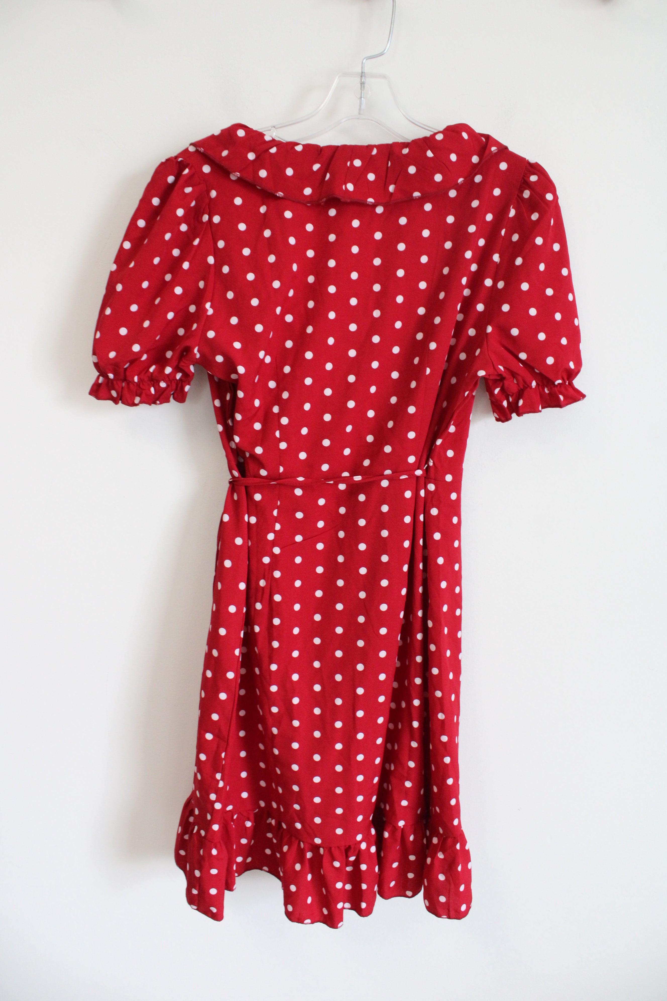 Shein Red White Polka Dot Wrap Dress | S