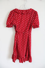 Shein Red White Polka Dot Wrap Dress | S