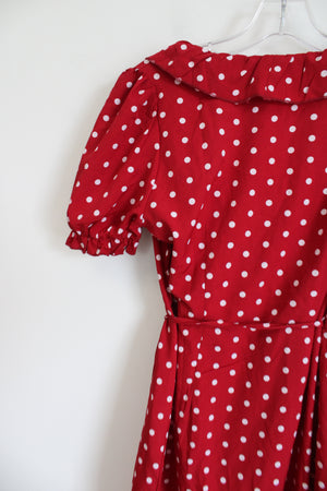 Shein Red White Polka Dot Wrap Dress | S