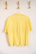 CJ Banks Yellow & White Polka Dot Button Down Top | 1X