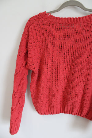 Aeropostale Coral Pink Knit Sweater | S