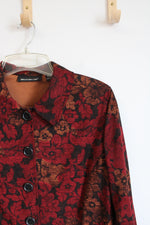 Briggs New York Red & Brown Floral Black Jacket | XL