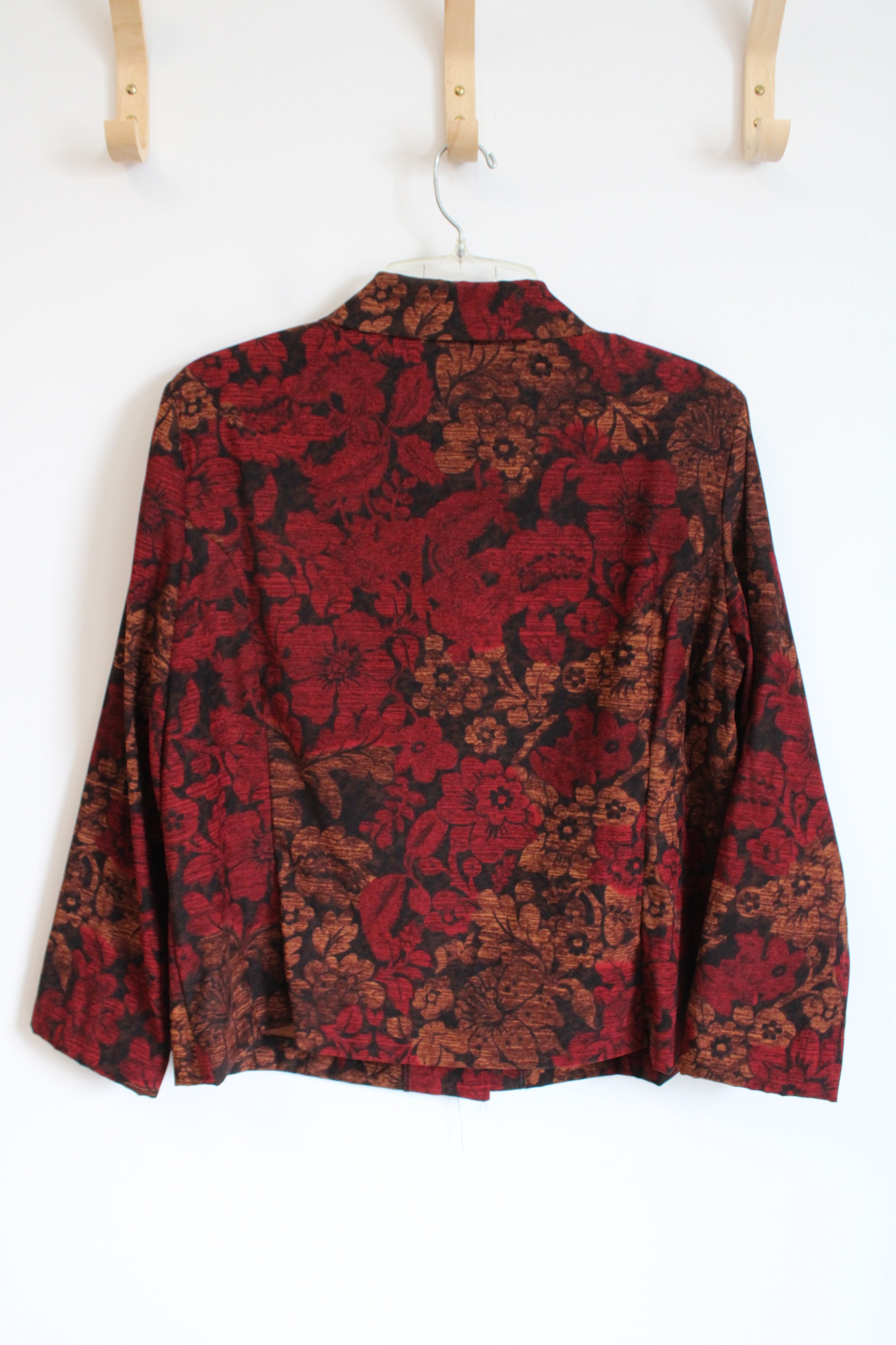 Briggs New York Red & Brown Floral Black Jacket | XL