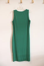 Pretty Garden Green Ribbed Midi Tank Dress | L