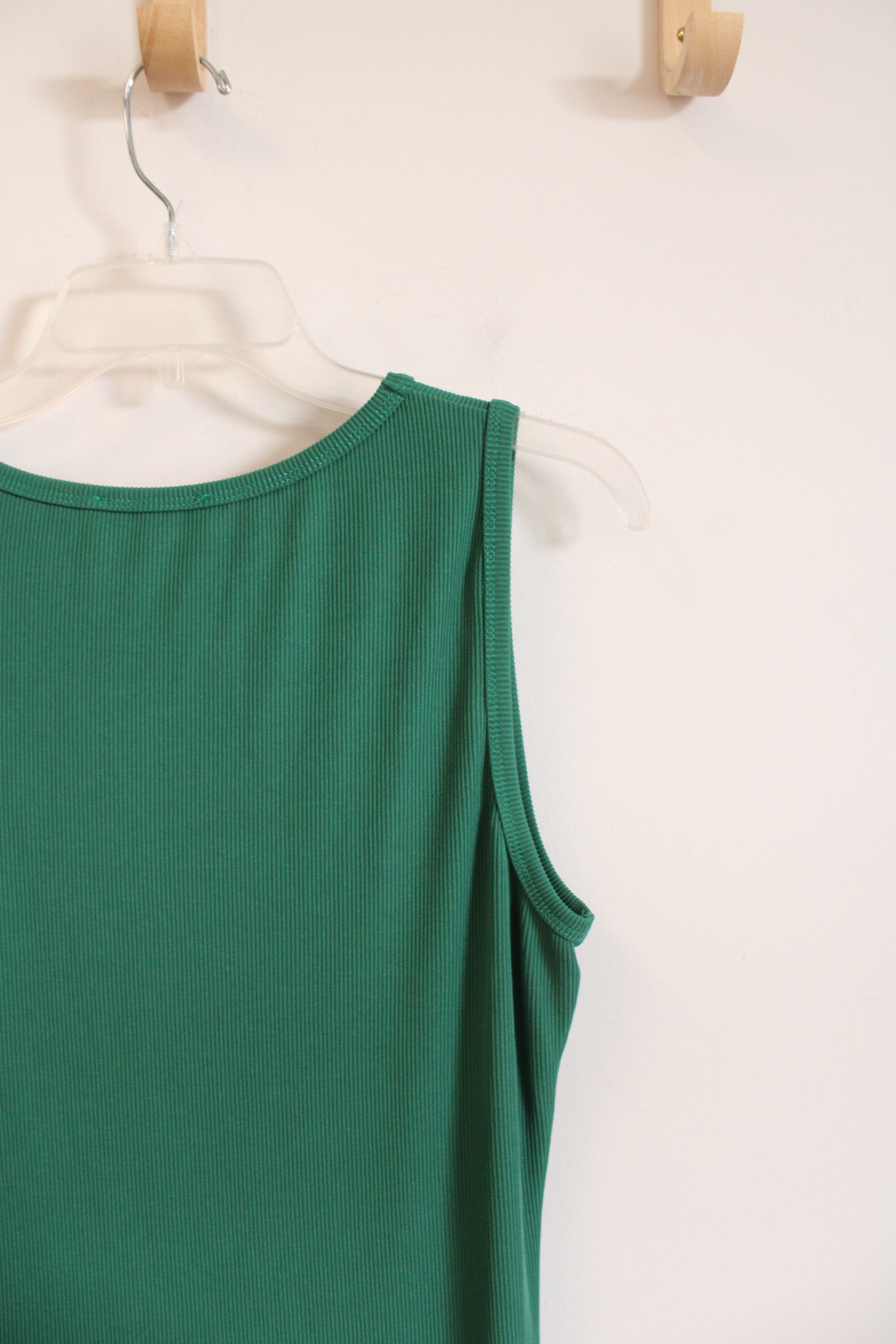 Pretty Garden Green Ribbed Midi Tank Dress | L