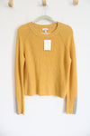 NEW Kinross Cashmere Amber Sterling Yellow Gray Knit Sweater | L