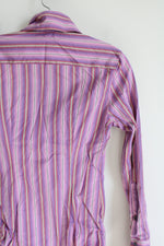 Express Design Studio Classic Purple Pink Striped Button Down Shirt | 2