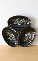 Vintage Black Japanese Ceramic Divided Dish