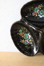 Vintage Black Japanese Ceramic Divided Dish