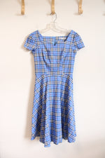 Girstunm Blue Black & White Plaid Dress | S
