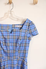 Girstunm Blue Black & White Plaid Dress | S