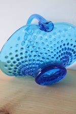 Bright Blue Hobnail Glass Basket
