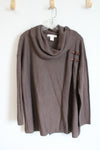 Ellen Tracy Brown Cowl Neck Sweater | L