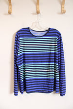 Lands' End Blue Striped Long Sleeved Top | XL (18)