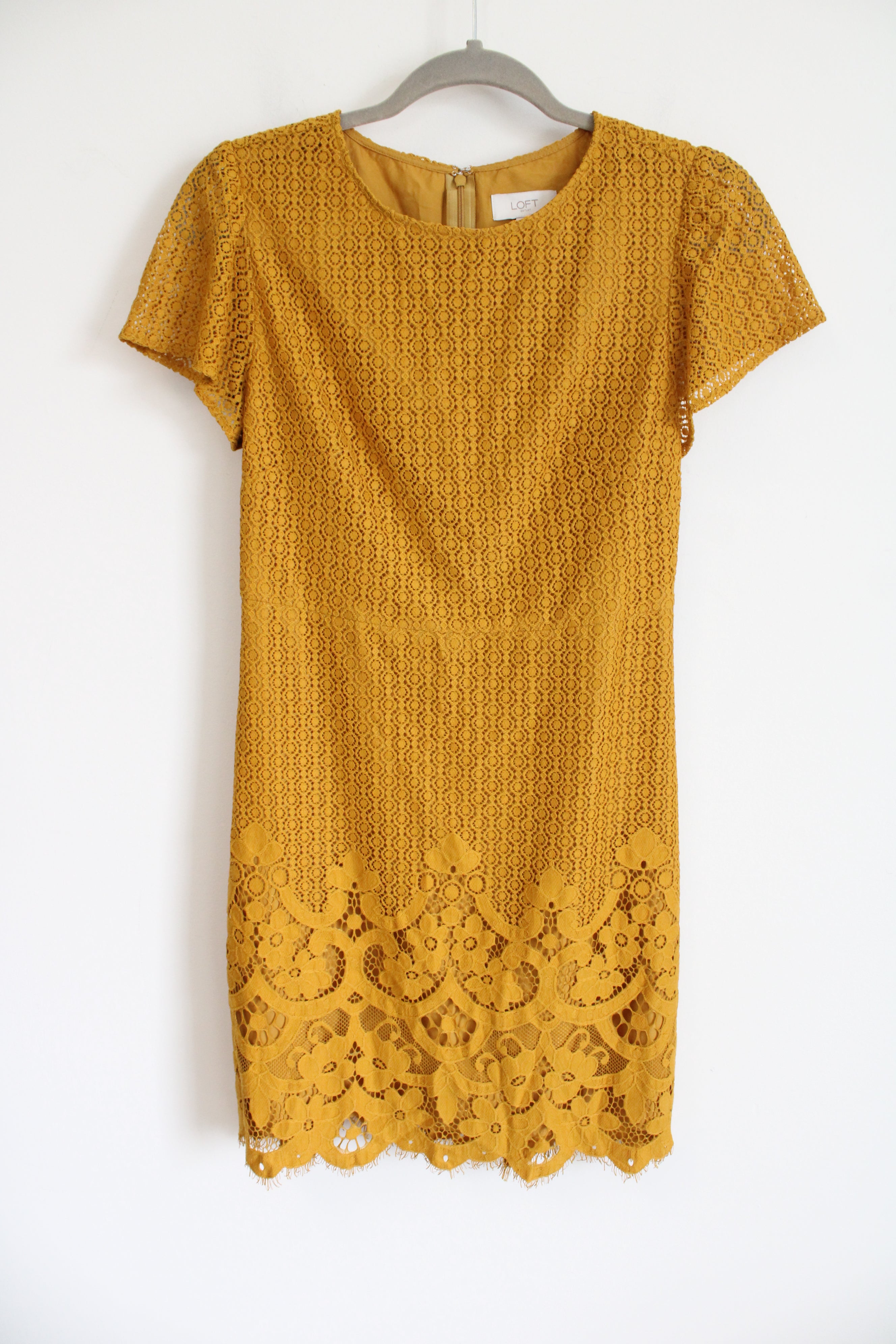 LOFT Mustard Yellow Lace Dress | XS