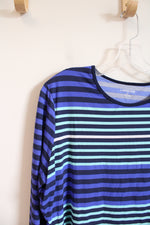 Lands' End Blue Striped Long Sleeved Top | XL (18)