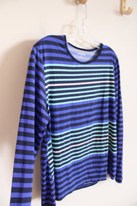 Lands' End Blue Striped Long Sleeved Top | XL (18)