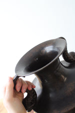 Heavy Solid Brass Made In India Fish Handle Large Urn Vase