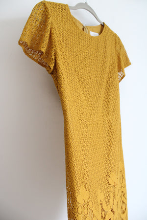 LOFT Mustard Yellow Lace Dress | XS