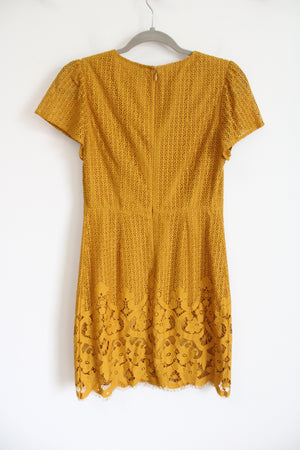 LOFT Mustard Yellow Lace Dress | XS