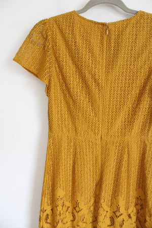 LOFT Mustard Yellow Lace Dress | XS