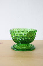 Kanawha Hand Crafted Glassware Dunbar, West Virginia Green Hobnail Glass Tea Candle Holder