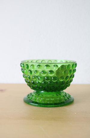 Kanawha Hand Crafted Glassware Dunbar, West Virginia Green Hobnail Glass Tea Candle Holder