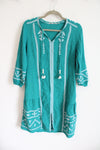 Soft Surroundings Blue Muslin Embroidered Boho Dress | S Petite