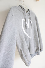 Shein Gray White Heart Graphic Design Hoodie | S