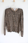 JH Collectables Tan Black Leopard Print Knit Vintage Cardigan | XL